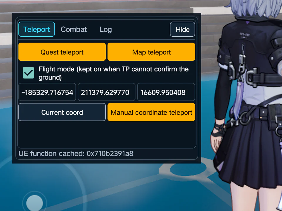 Manual TP. Enter precise coordinates and teleport directly to that location.